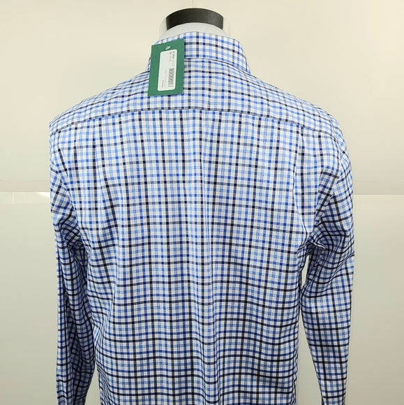 STITCH FIX Fairline Plaid Button‑Down Shirt M NWT Blue White Black Cotton - Picture 4 of 9